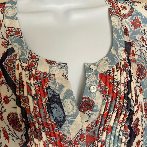 NWT Daniel Rainn Flowy Boho Floral Print Popover Long Roll Tab Sleeves Top XS - Picture 13 of 16